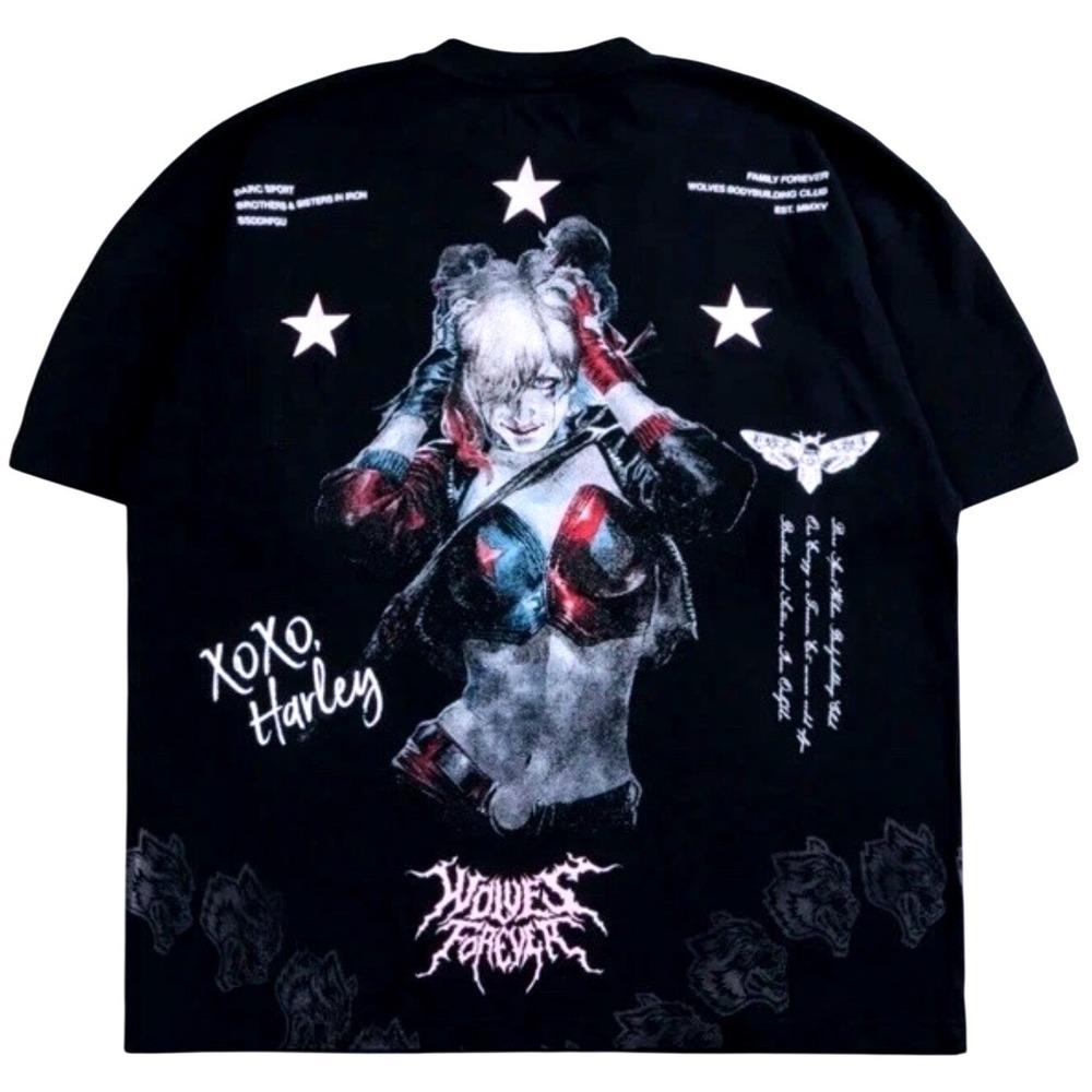 Darc Sport Harley‎ Quinn Batman vs Joker Wolves Forever Oversized Shirt Mens L